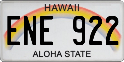 HI license plate ENE922