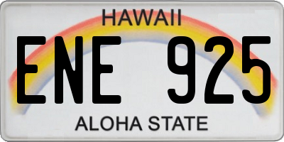 HI license plate ENE925