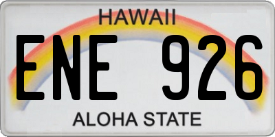 HI license plate ENE926