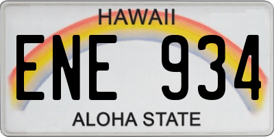 HI license plate ENE934