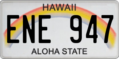 HI license plate ENE947
