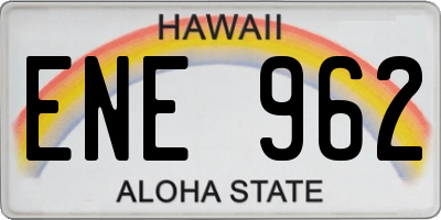 HI license plate ENE962