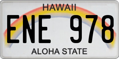 HI license plate ENE978