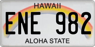 HI license plate ENE982