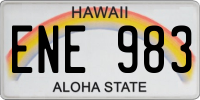 HI license plate ENE983