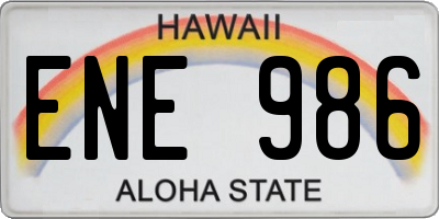 HI license plate ENE986