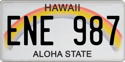 HI license plate ENE987