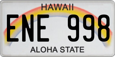 HI license plate ENE998