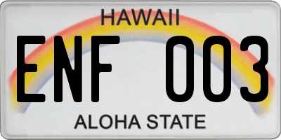 HI license plate ENF003