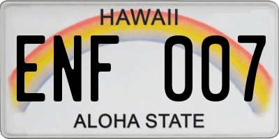 HI license plate ENF007