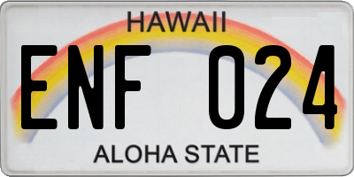 HI license plate ENF024
