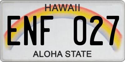 HI license plate ENF027