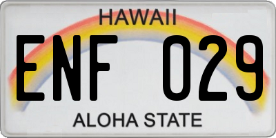 HI license plate ENF029
