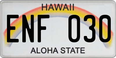 HI license plate ENF030