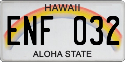 HI license plate ENF032