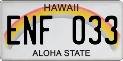 HI license plate ENF033