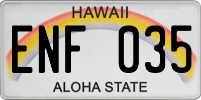 HI license plate ENF035