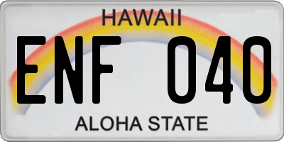 HI license plate ENF040