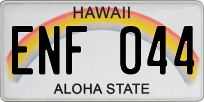 HI license plate ENF044