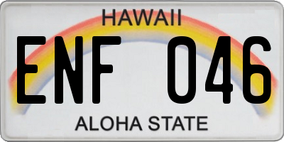 HI license plate ENF046