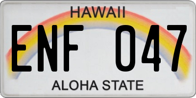 HI license plate ENF047