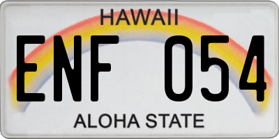 HI license plate ENF054