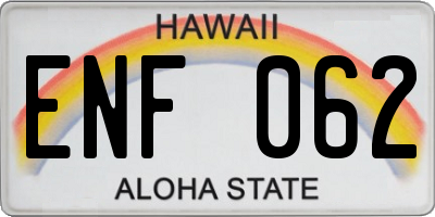 HI license plate ENF062