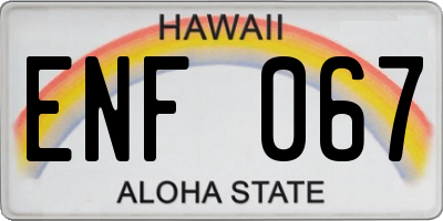 HI license plate ENF067