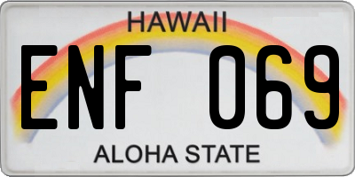 HI license plate ENF069