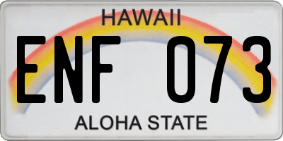 HI license plate ENF073