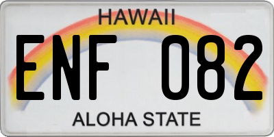HI license plate ENF082
