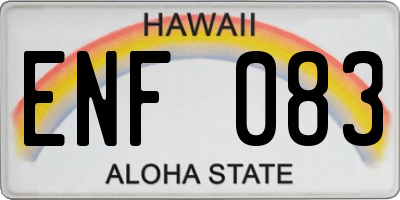 HI license plate ENF083