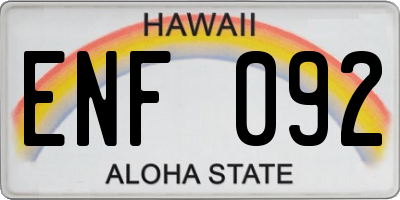 HI license plate ENF092
