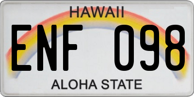 HI license plate ENF098