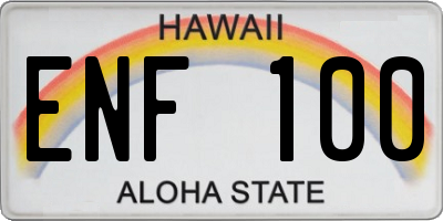 HI license plate ENF100