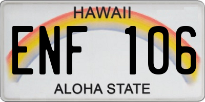 HI license plate ENF106
