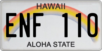 HI license plate ENF110