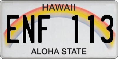 HI license plate ENF113
