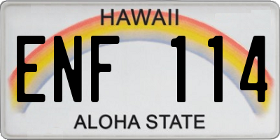 HI license plate ENF114