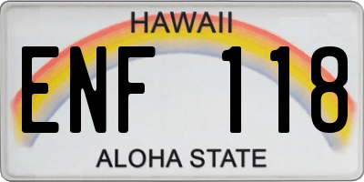 HI license plate ENF118