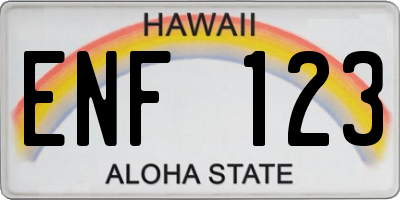 HI license plate ENF123