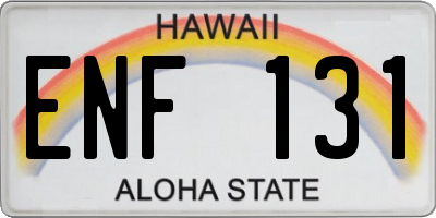 HI license plate ENF131