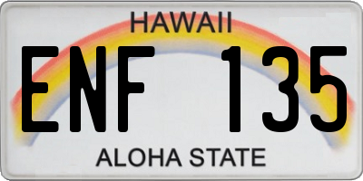 HI license plate ENF135