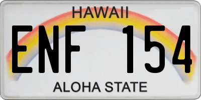 HI license plate ENF154