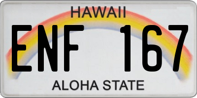 HI license plate ENF167