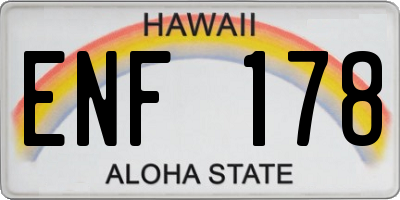 HI license plate ENF178