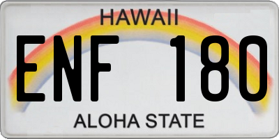 HI license plate ENF180