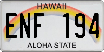 HI license plate ENF194