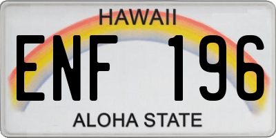 HI license plate ENF196
