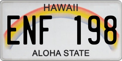 HI license plate ENF198